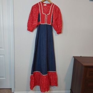 Vintage Candi Jones Praire Victorian Maxi Dress‎